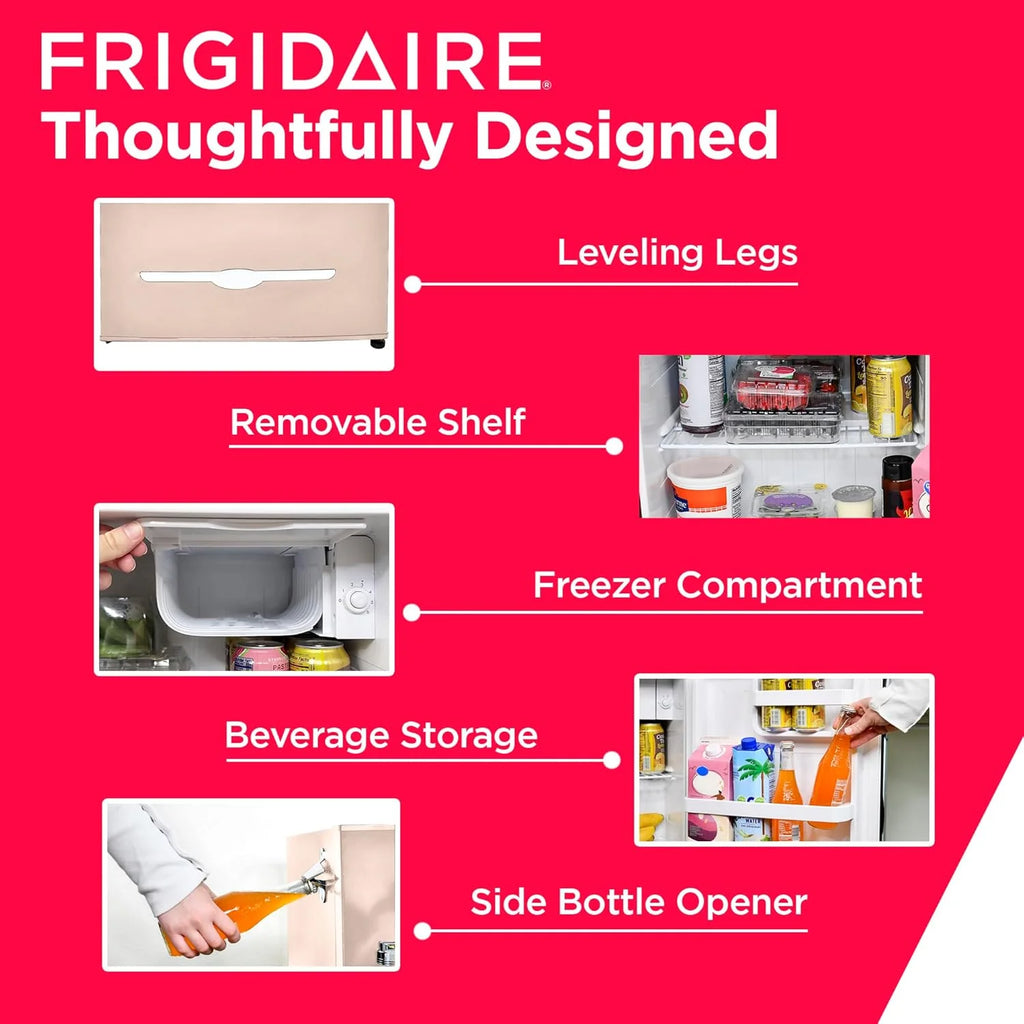 Frigidaire EFR176 Retro Compact Fridge with Chiller Mini Refrigerator with Built-in Bottle Opener for Office, Bedroom, Dorm Room or Cabin, 1.6 cu ft 16 D x 18 W x 18.5 H, Moonlight