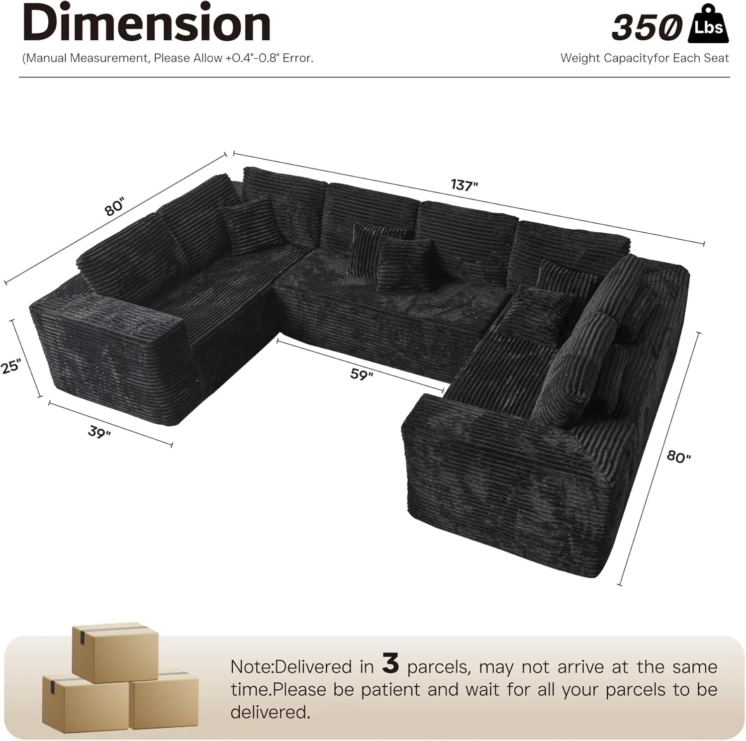 Ovios 104 Cloud Section Sofa L-shaped lounge chair, modern modular sofa