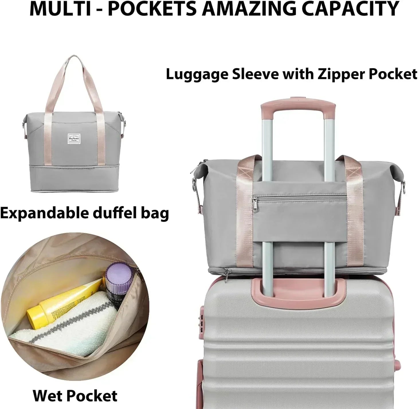LONG VACATION 6 Piece Luggage Set Carry on Suitcase with ABS+PC hardshell Spinner Wheels