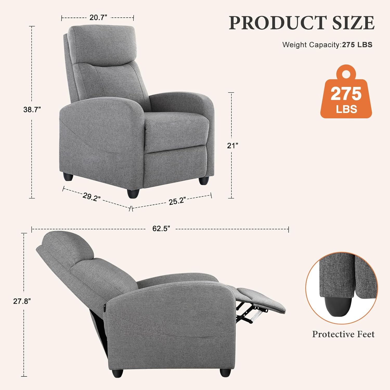 Sweetcrispy Massage Recliner Chair for Adults Adjustable Home Theater Seating