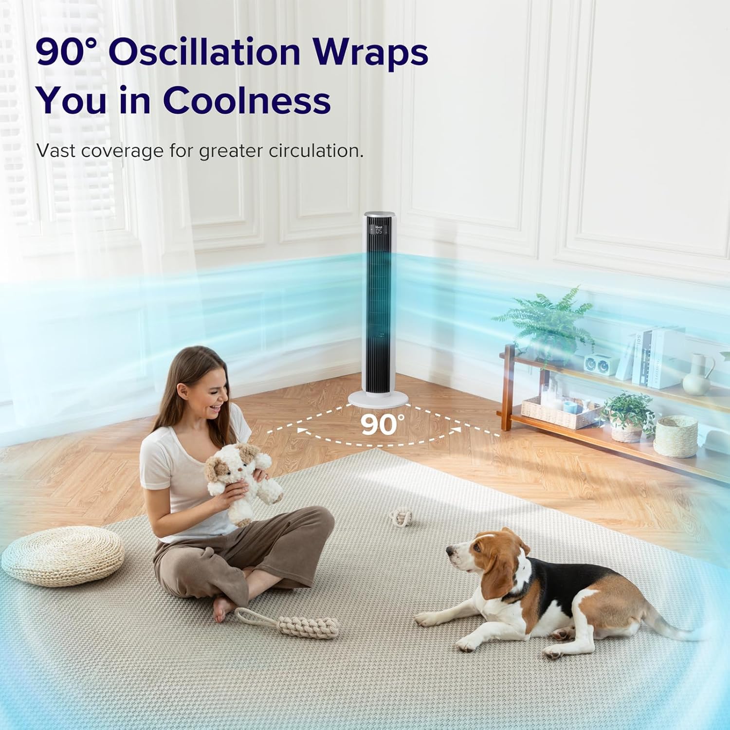 LEVOIT Tower Fan for Bedroom Standing Fan with 28dB Quiet for Sleep Remoter 12H Timer
