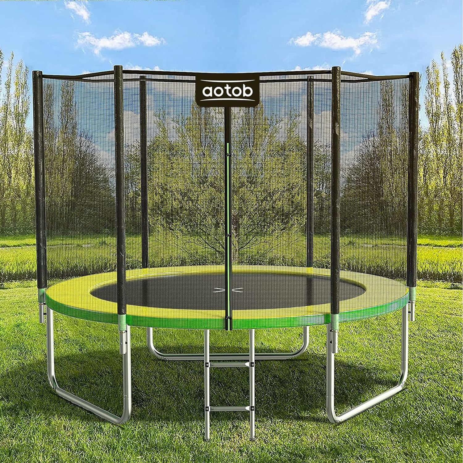 AOTOB 8FT 10FT 12FT 14 FT 15FT Trampoline with Safety Enclosure Net Outdoor Trampoline