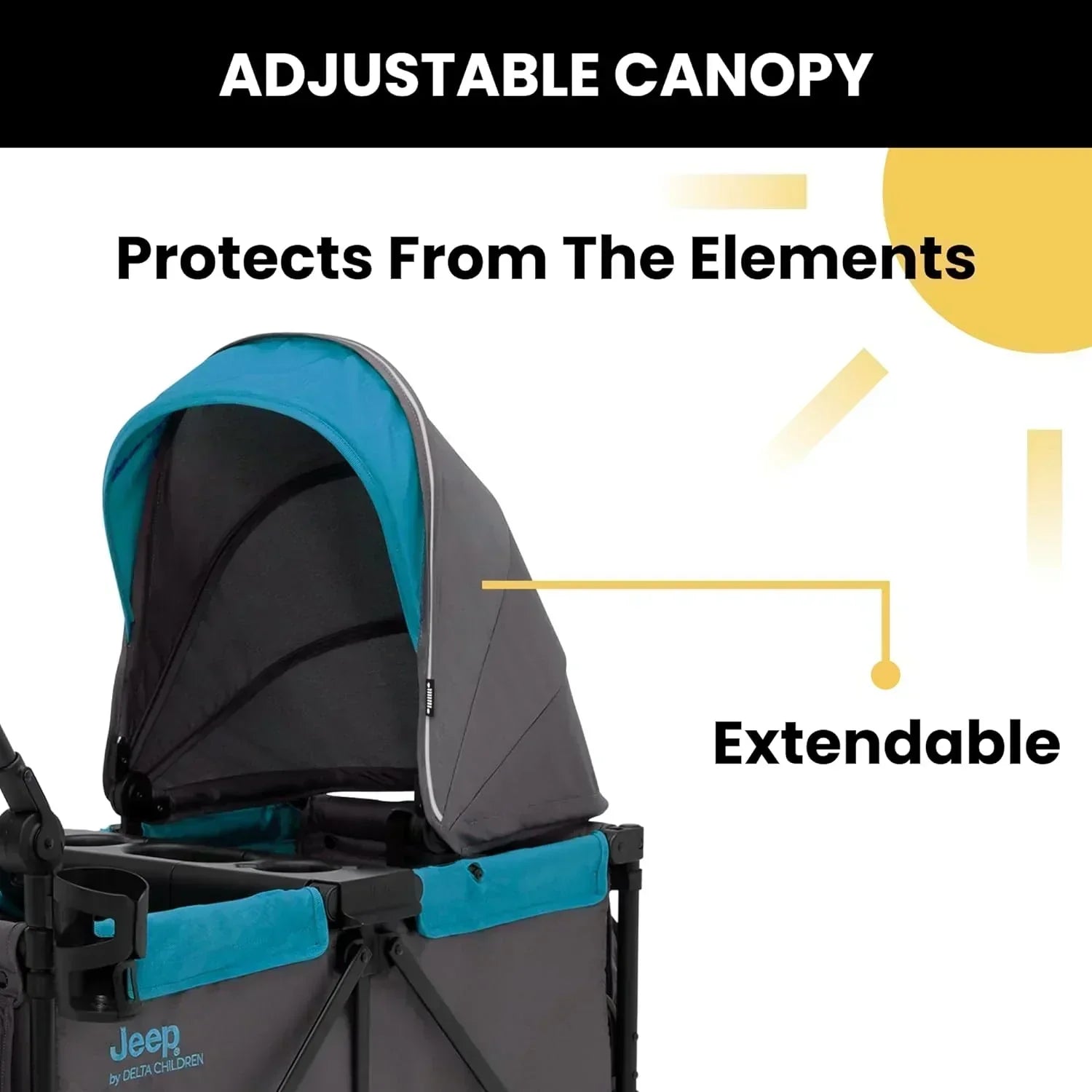 Jeep Sport All-Terrain Stroller Wagon by Delta Children Includes Canopy Parent Organizer