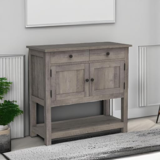 Farmhouse style console table coffee bar entry table with storage rack sofa table