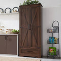 JXQTLINGMU Farmhouse Kitchen Pantry 72 Tall Wood Kitchen Storage Cabinet Adjustable Shelves