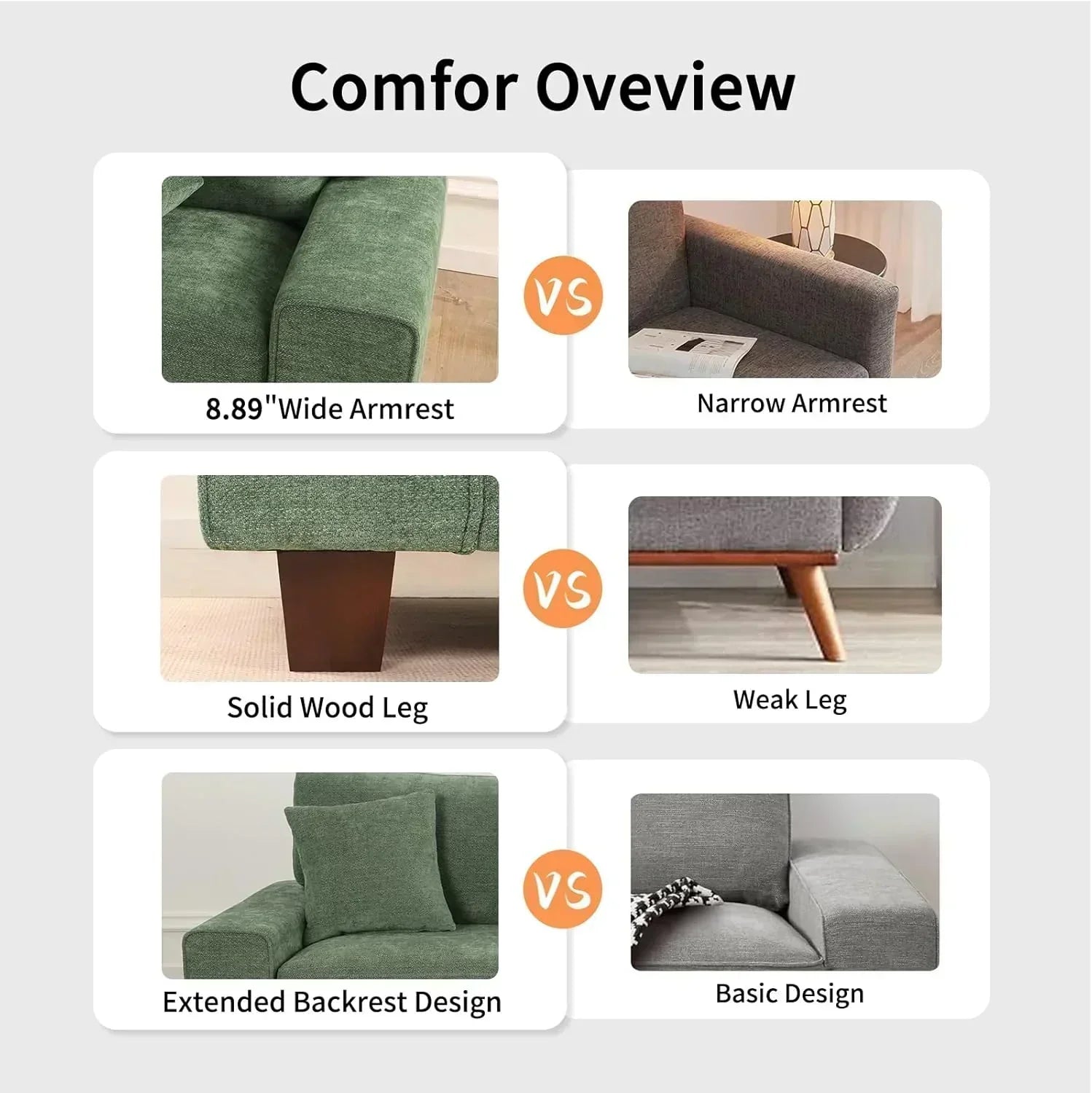 DOPEDIO living room double sofa chenille lounge chair removable solid wood frame