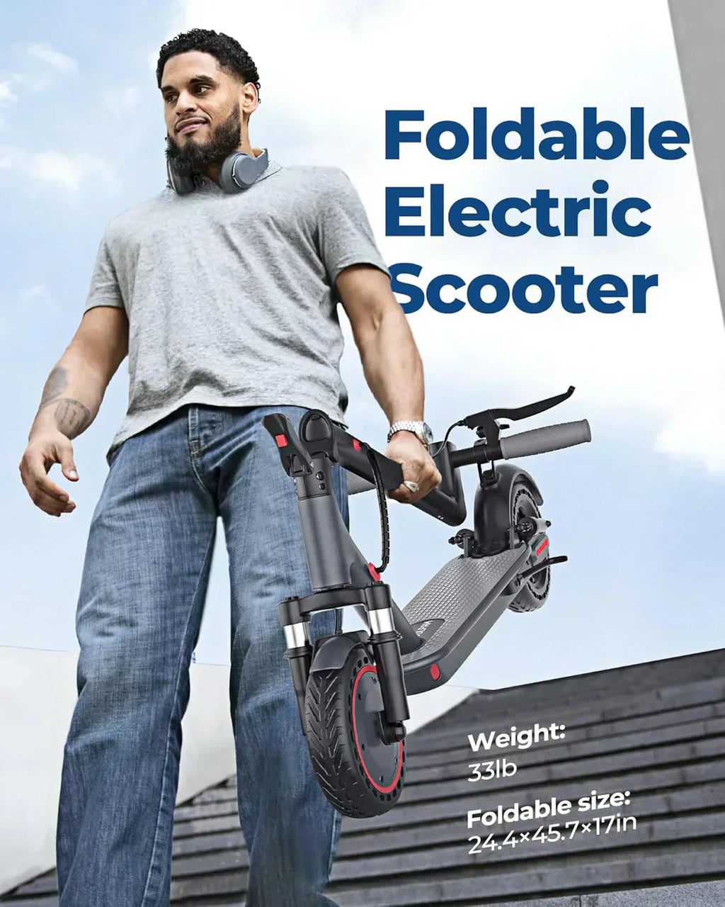 Electric Scooter 350W/500W Powerful Motor 8.5/10 Solid Tires 19/22Mph 28/21/12 Miles Range