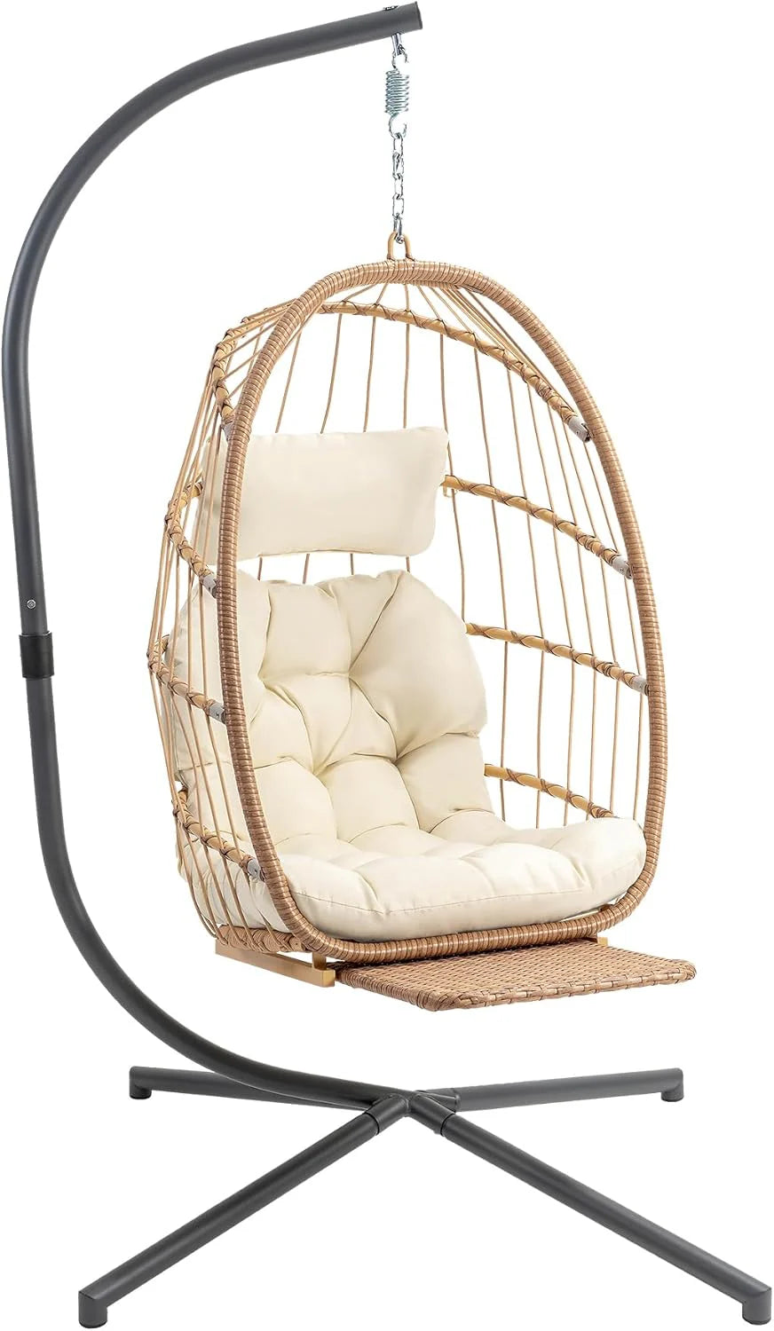 Yechen Indoor Outdoor Egg Hanging Chair Patio Wicker Swing Egg Chair Indoor Swinging Chair