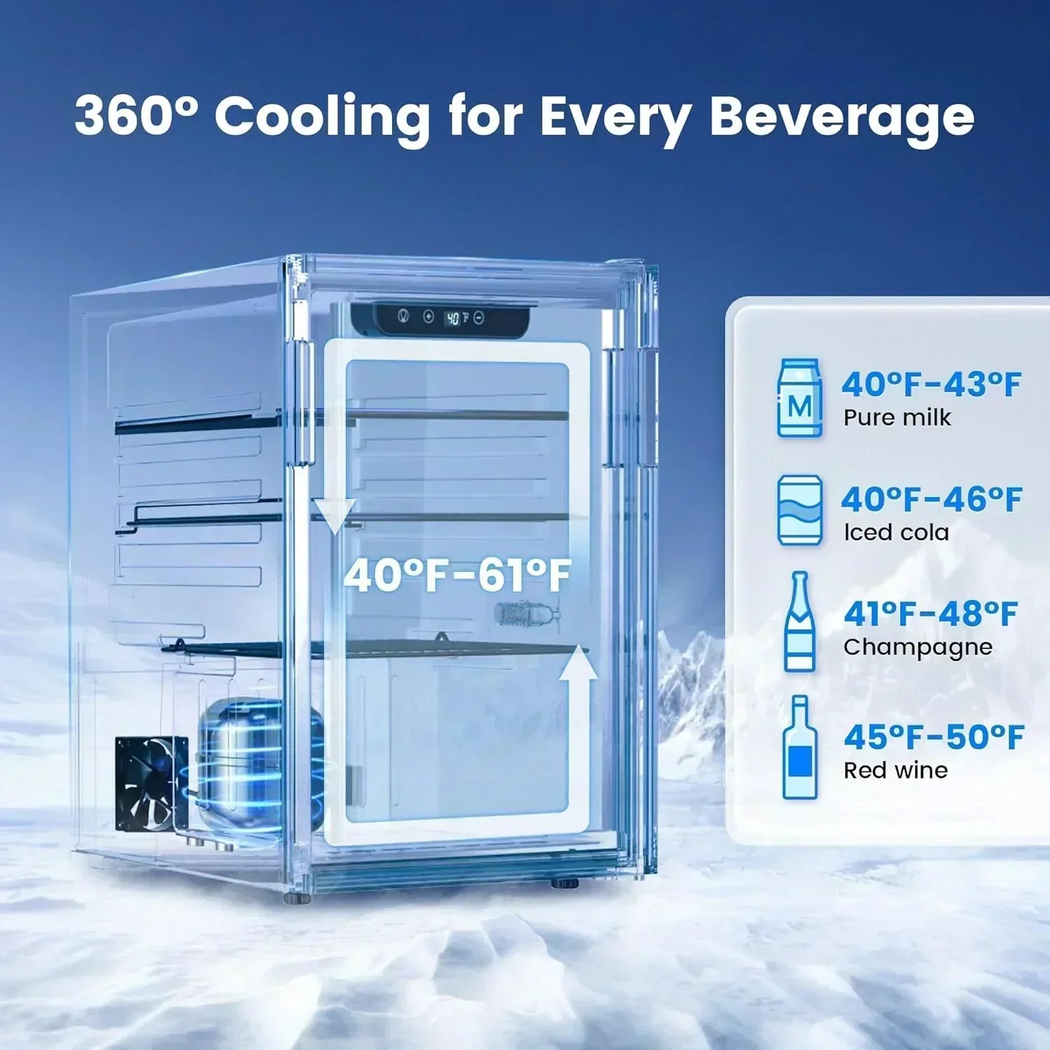 Beverage Refrigerator Cooler 126 Can Mini Fridge Glass Door for Drinks Soda Beer Wine Refrigerator