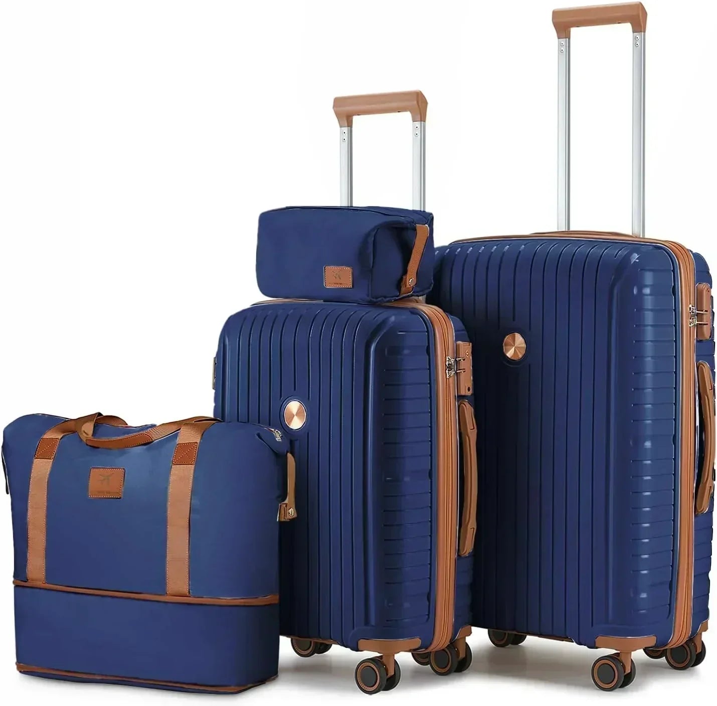 5-piece PP hardshell lightweight travel carry-on luggage set with dual spinner wheels