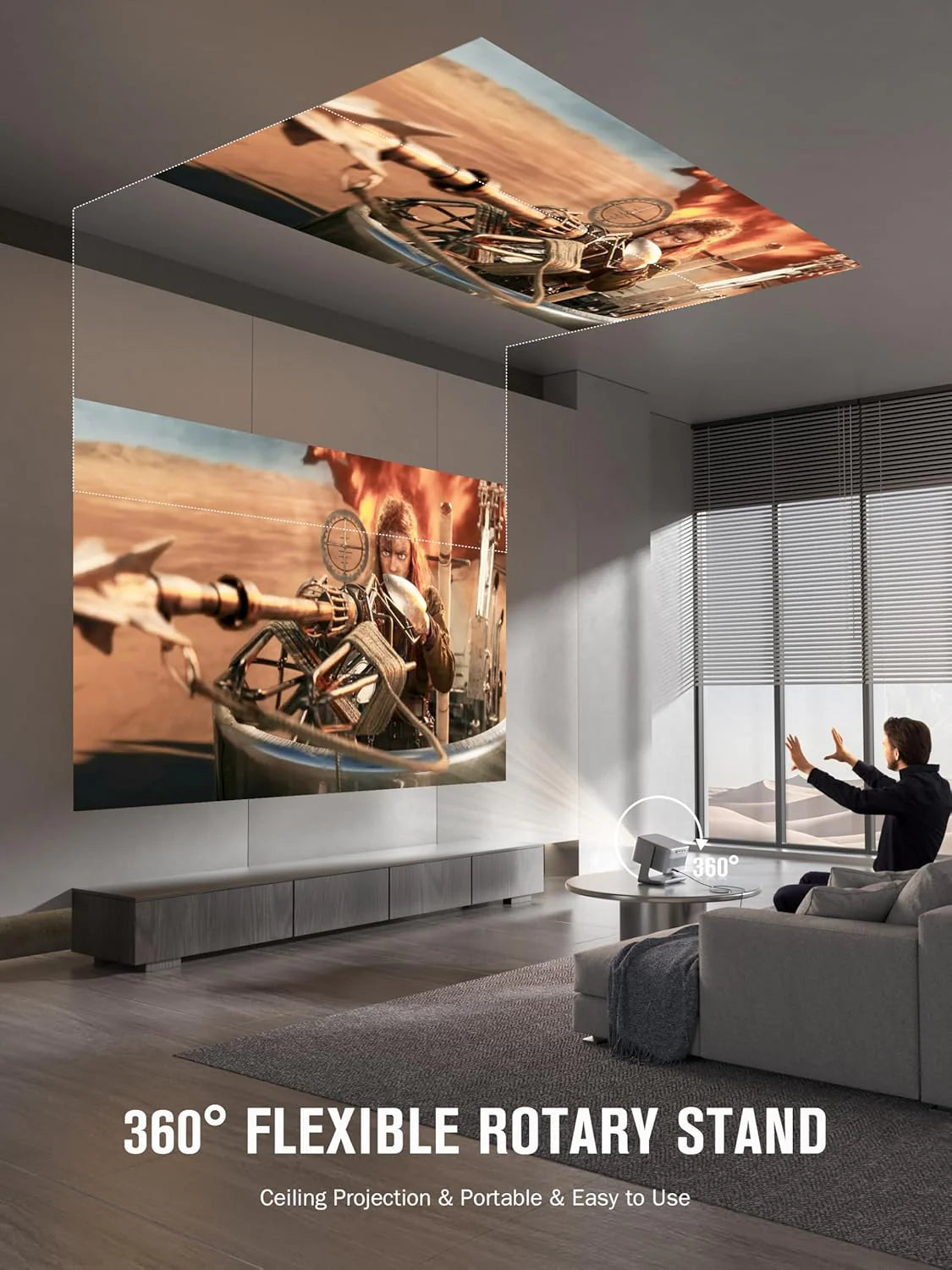 Smart 4K Projector with WiFi and Bluetooth, VISSPL 3D Dolby Audio and Auto Focus