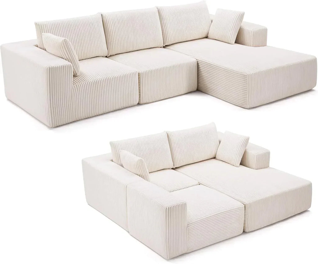 108-inch modular sofa cloud modular sofa with deep seat and reclining chair upholstered sofa