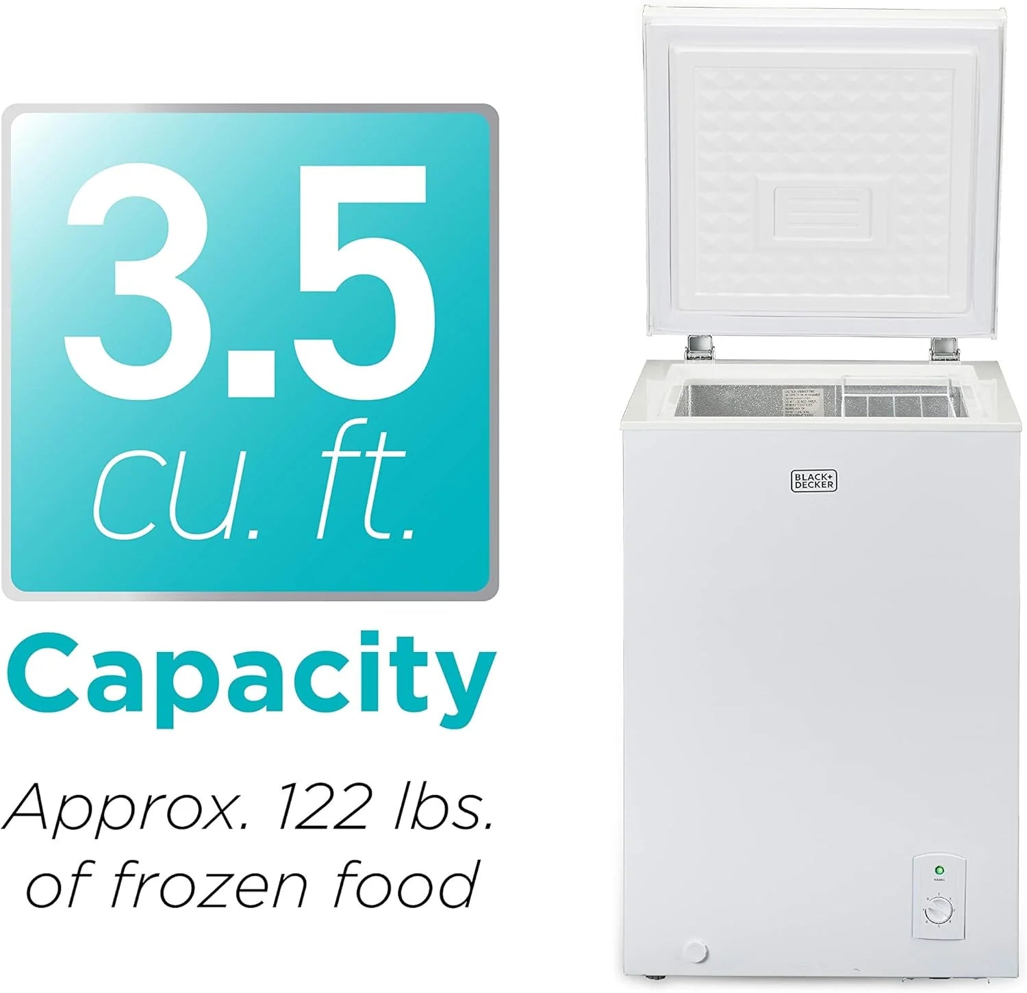 BLACK+DECKER 2.0 Cu. Ft. Compact Chest Freezer, Deep Freezer Holds Up To 70 Lbs. of Frozen Food