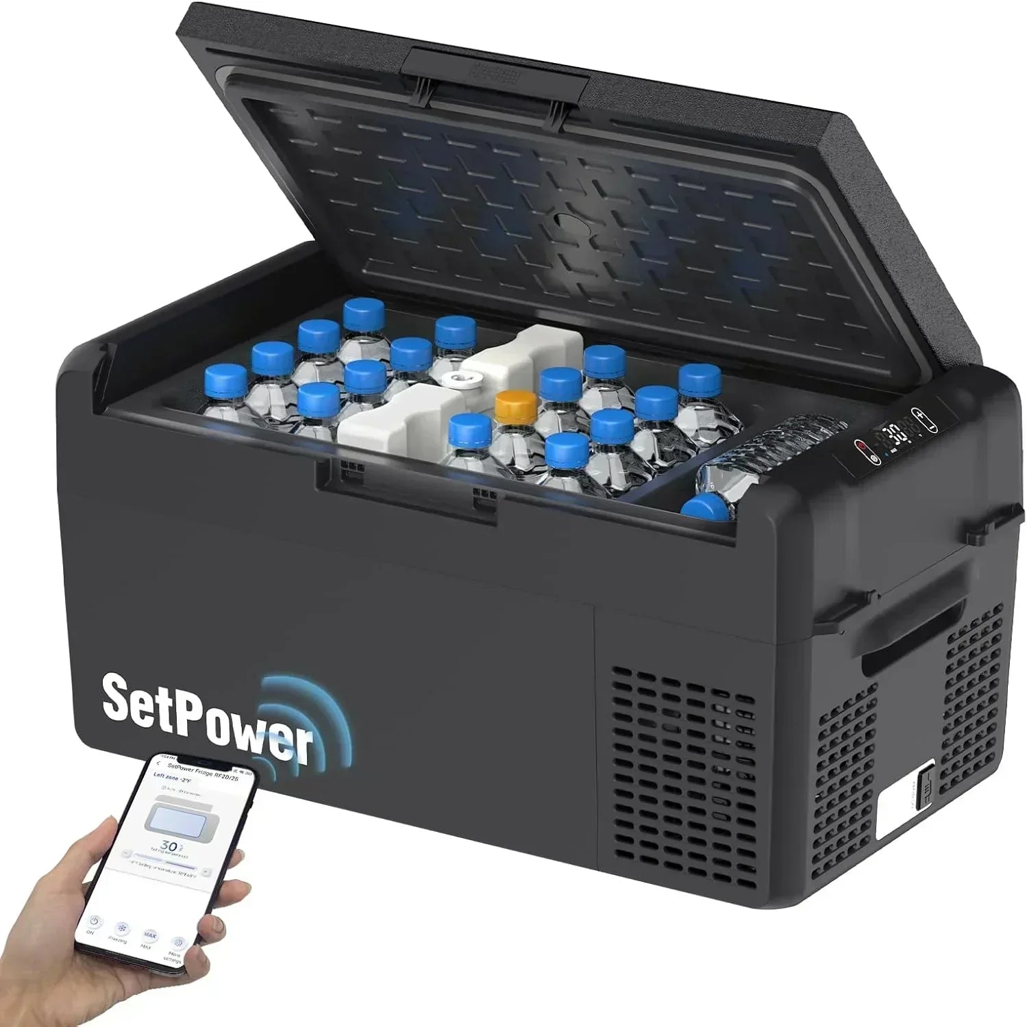 12V Refrigerator 21 Quart Portable Freezer 50 Hours Keep Cool Electric Cooler Car Refrigerator