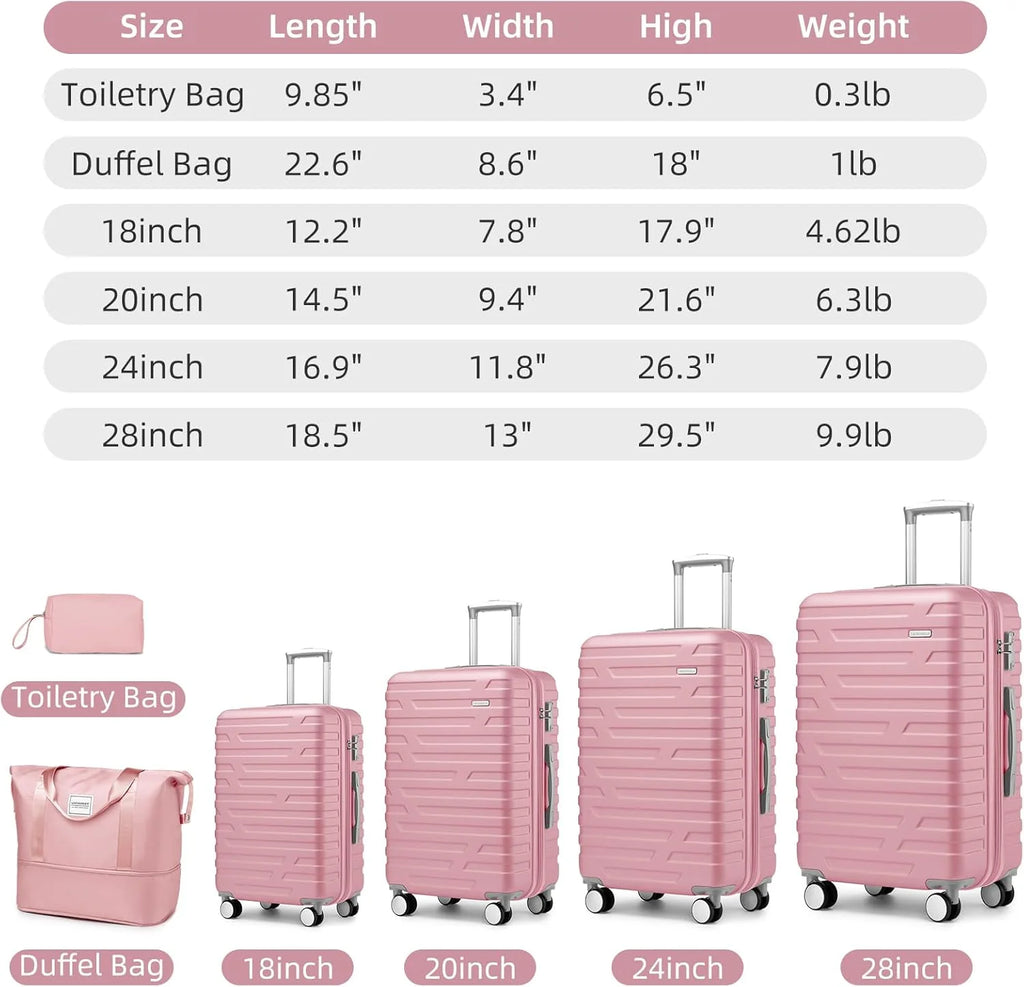 Luggage 6-piece hardshell expandable suitcase lightweight travel carry-on luggage set