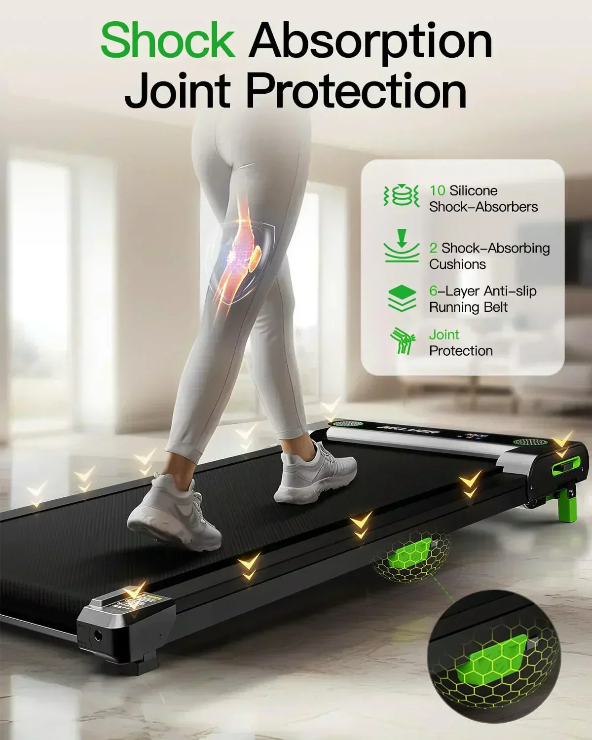 Akluer Inclined Home Treadmill 2.5 HP Small Under-Desk Treadmill Remote Control LED Display