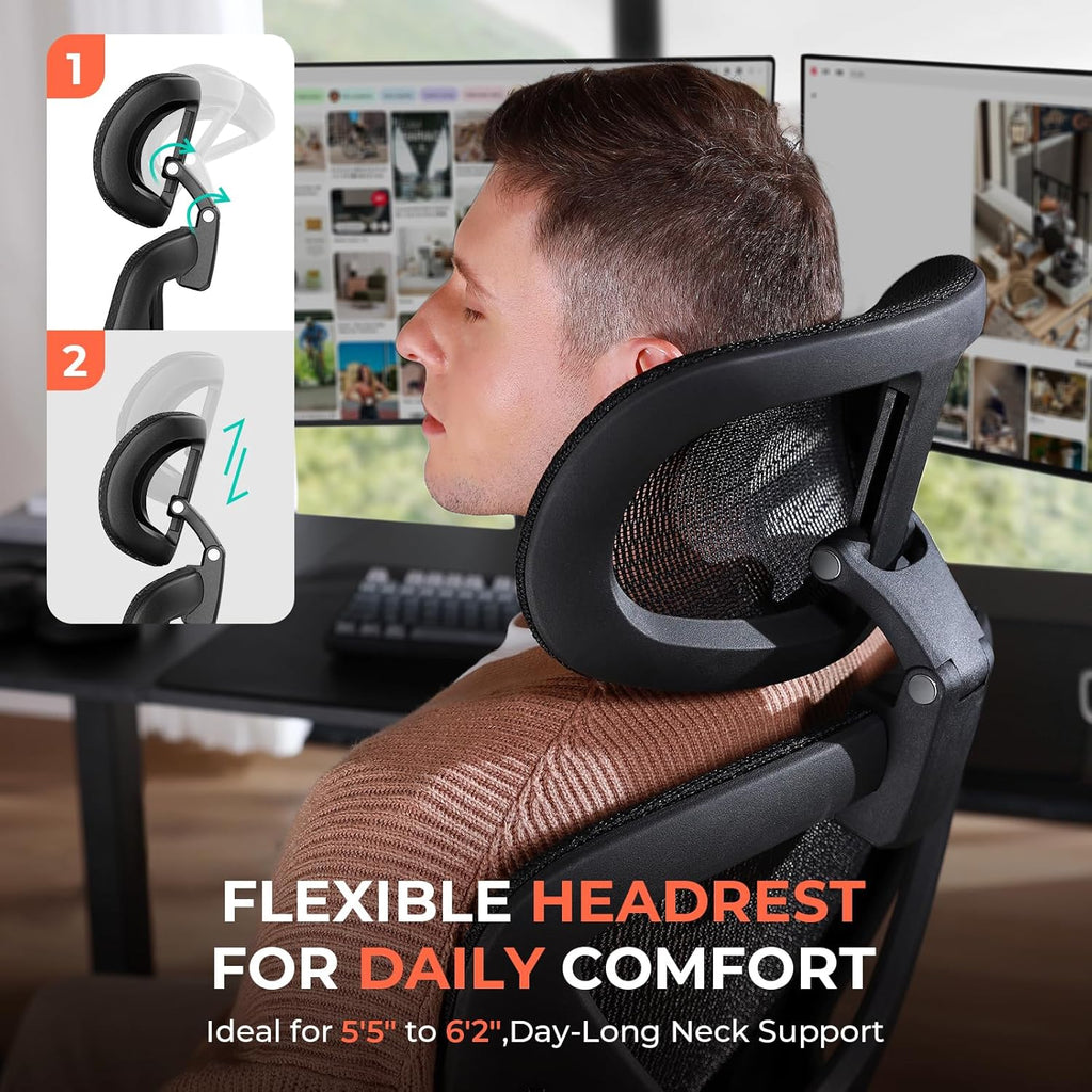 Ergonomic Mesh Office Chair with Adjustable Lumbar High Back Desk Chair 400 lbs