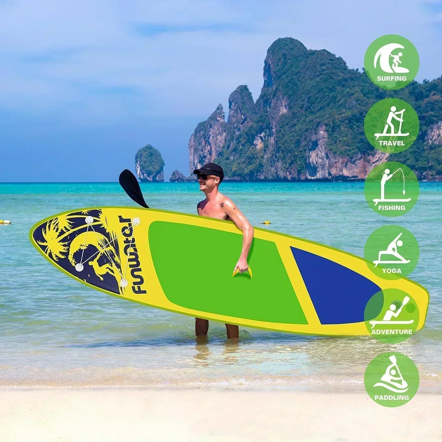 FunWater Inflatable Stand Up Paddle Board Premium SUP Paddle Accessories EVA Deck