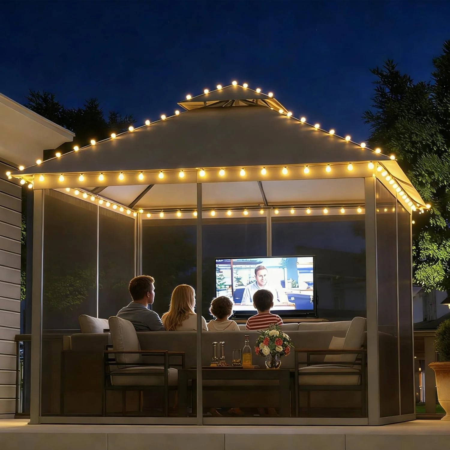 Aoxun Outdoor Gazebo for Patio 10x12, Metal Frame Canopy with Double Roofs