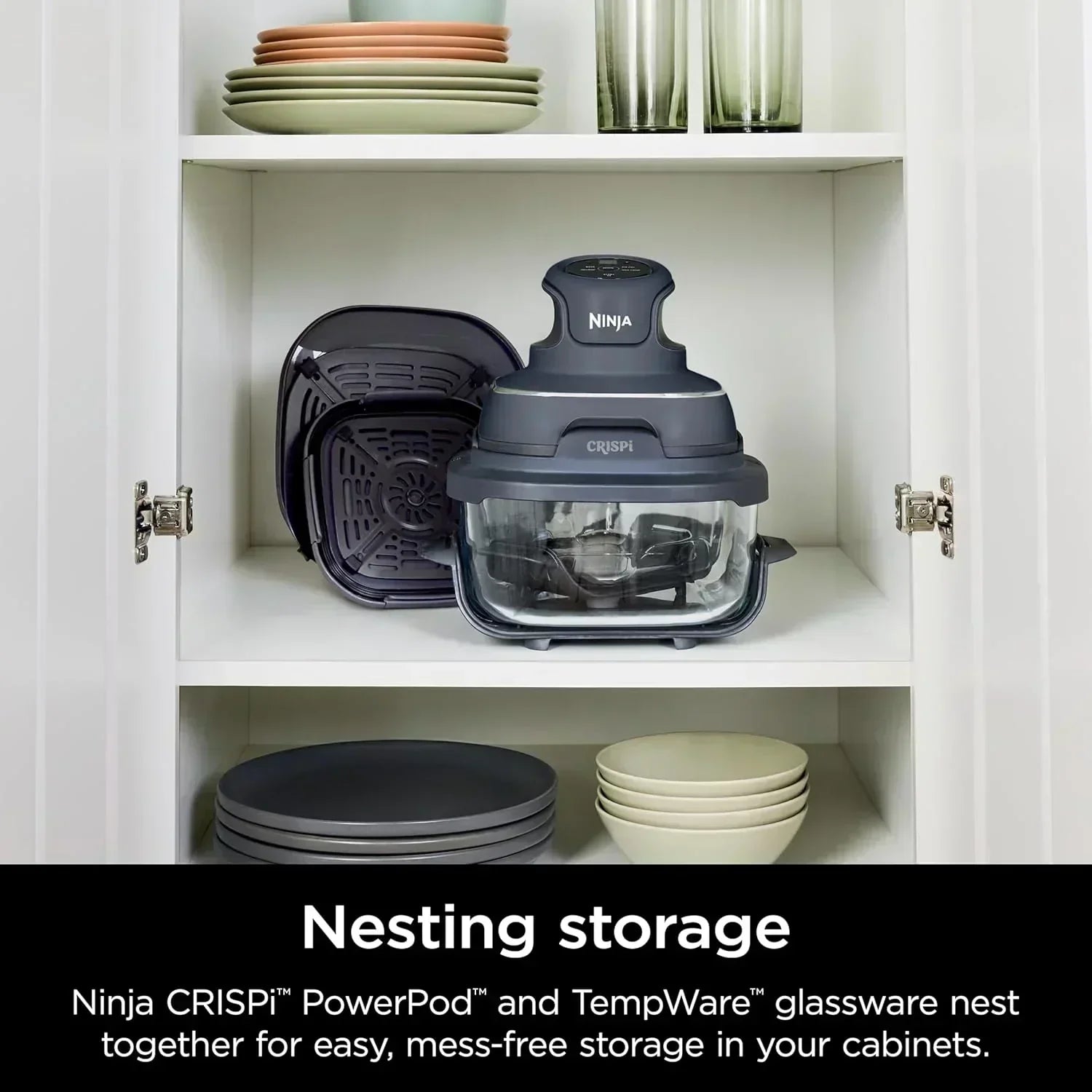 Ninja Crispi 4 in 1 Portable Glass Air Fryer Cooking System 4QT 6 Cup TempWare Glass Containers
