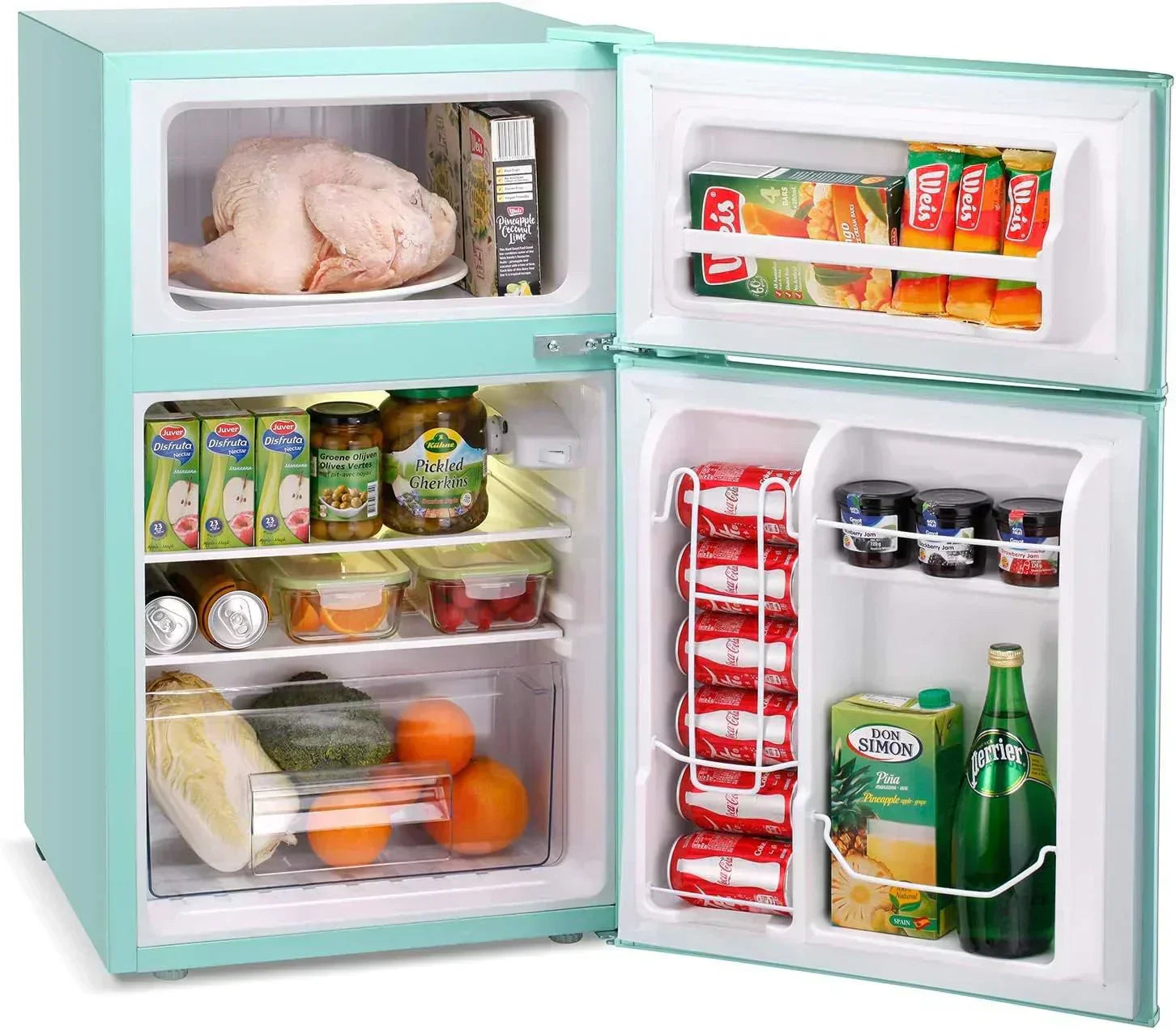 Antarctic Star Compact Mini Refrigerator Separate Freezer Small Fridge Double 2-Door