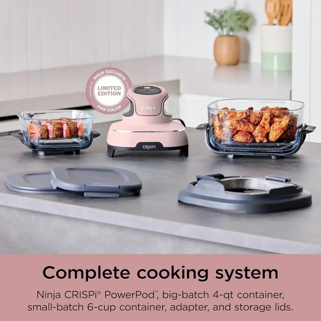 Ninja Crispi 4 in 1 Portable Glass Air Fryer Cooking System 4QT 6 Cup TempWare Glass Containers
