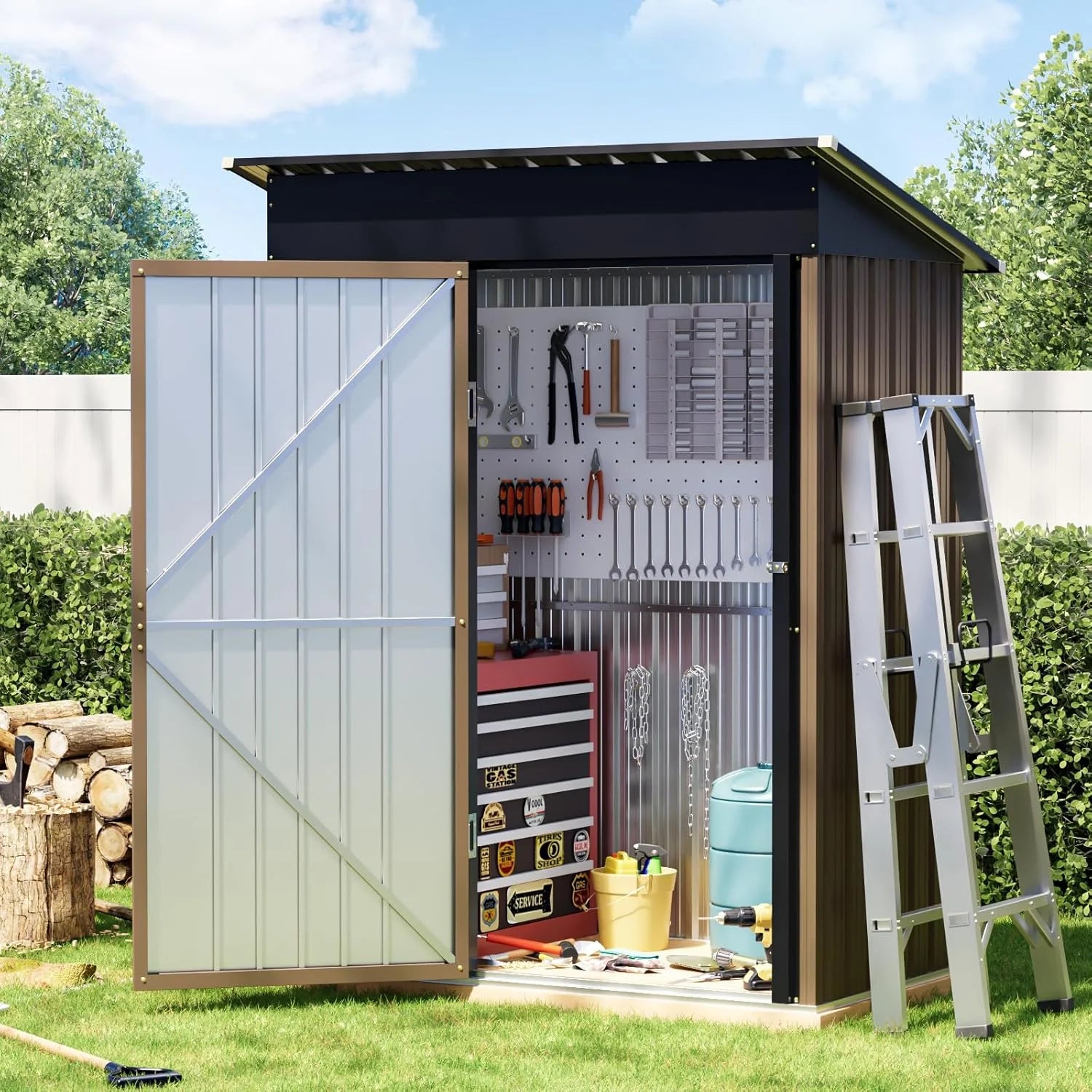 Breezz Outdoor Storage Shed 10 x 12ft. Utility Tool Shed Metal Storage Garden Shed
