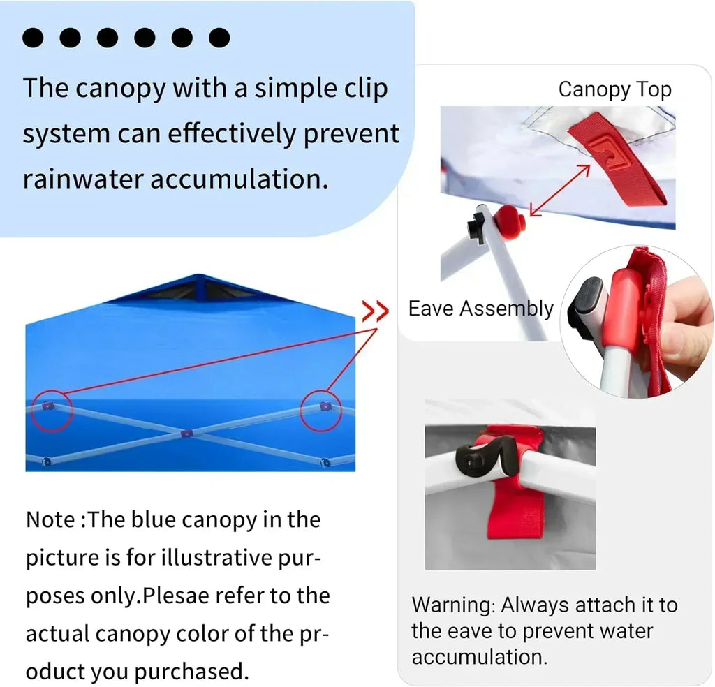 10x10 Pop-Up Awning One-Click Installation Beach Tent Outdoor Sunshade Silver Coated Top
